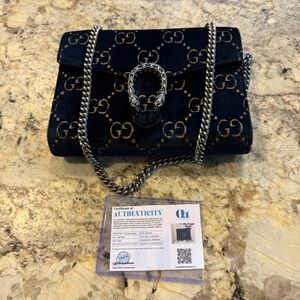 Gucci Dionysus Chain Wallet on a Chain GG Blue Velvet
